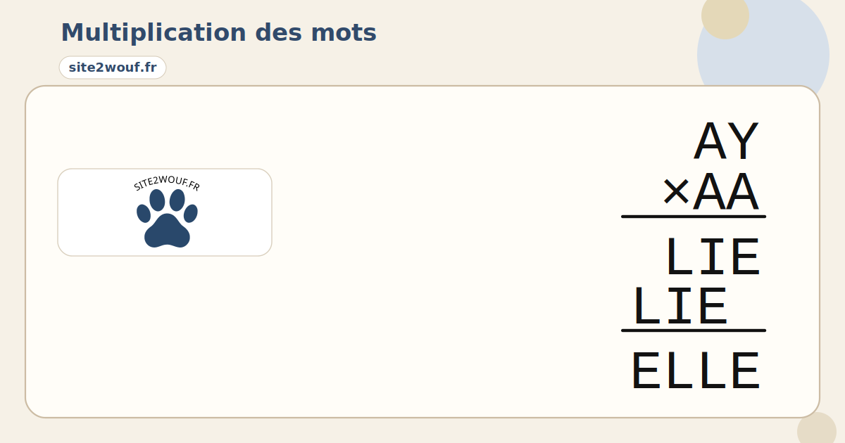 Multiplication des mots AY-AA-LIE-LIE-ELLE__none
