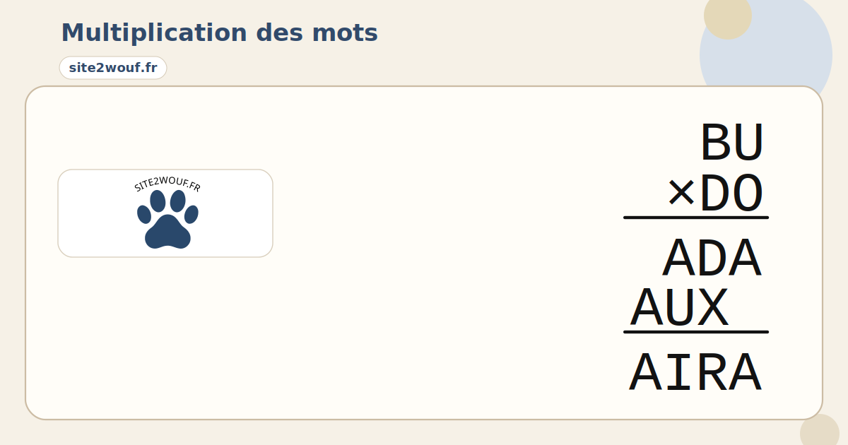 Multiplication des mots BU-DO-ADA-AUX-AIRA__none